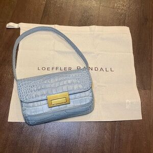 Loeffler Randall Stefania Leather Flap Baguette Shoulder Bag Light Blue NWOT